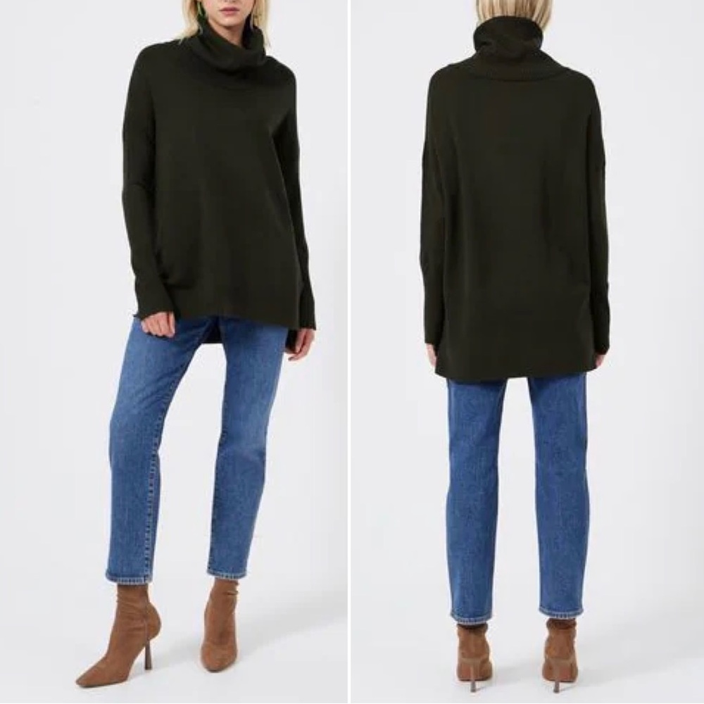 French Connection Babysoft Cowl Neck Sweater in Dark Green size L